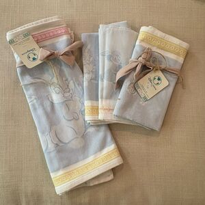 DISNEY Store NAPKINS and RUNNER Set Blue Damask Thumper New 4 Napkins